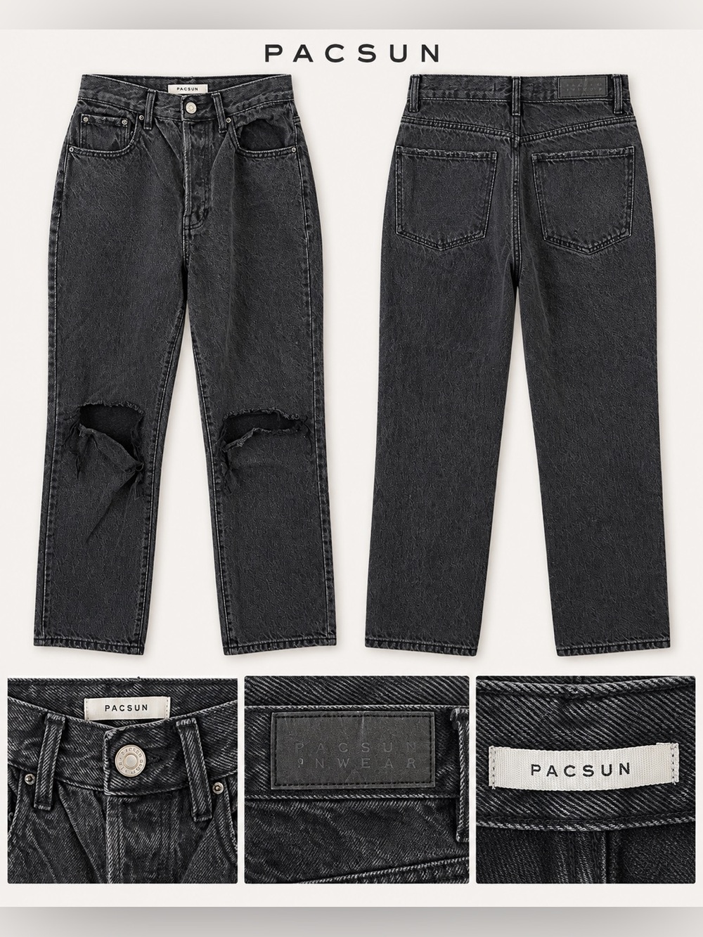 PacSun Dad Jean High Rise Distressed Black Denim Size 25